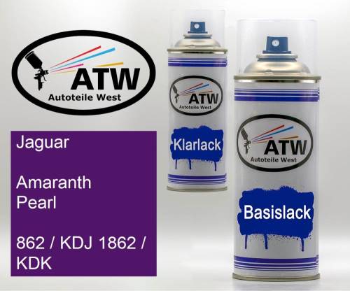 Jaguar, Amaranth Pearl, 862 / KDJ 1862 / KDK: 400ml Sprühdose + 400ml Klarlack - Set, von ATW Autoteile West.